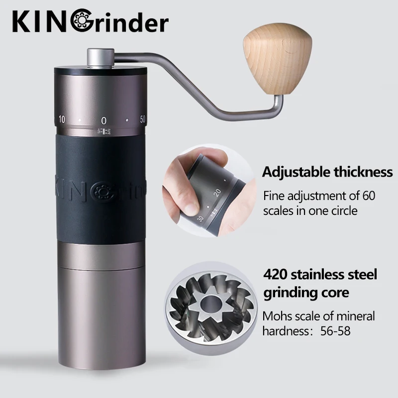 

Kingrinder K2/K4/K6 Portable Manual Adjustable Coffee Grinder Mill 420 Stainless Steel 48mm Stainless Steel Titanium Burr Core