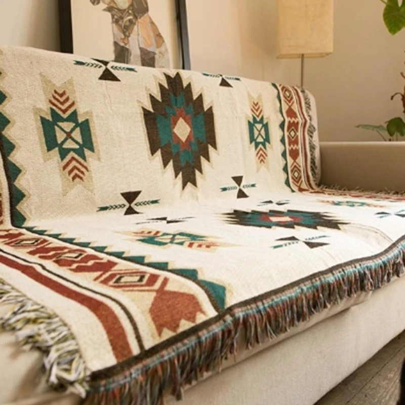 

Boho Bed Plaid Blanket Geometry Aztec Baja Blankets Ethnic Sofa Cover Slipcover Decor Throw Wall Hanging Tapestry Rug Cobertor