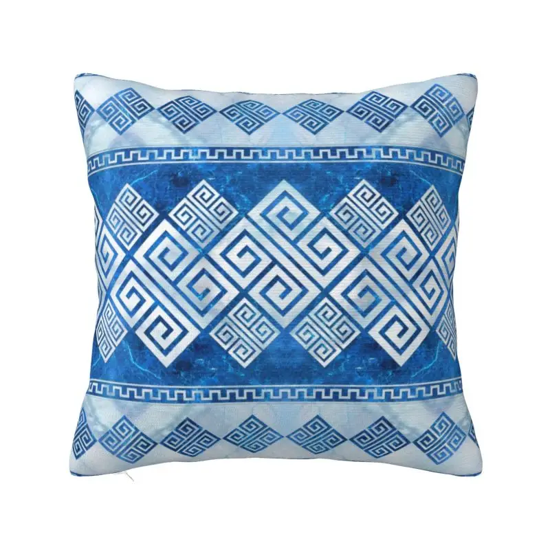 Модный греческий чехол для подушки Meander 40x40 см мягкий ключ синий драгоценный