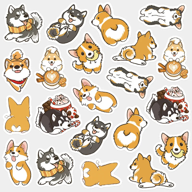Cute Husky Corgi Pet Dog  Decorative Washi Stickers Scrapbooking Stick Label Diary Stationery Album Stickers