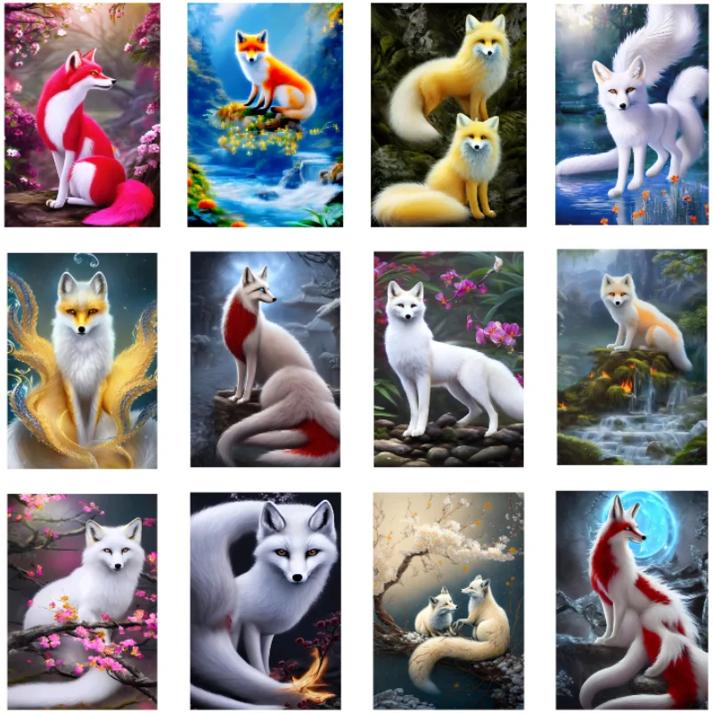 

5D Diy Diamond Painting Color Fox Animals Full Rhinestones Embroidery Mosaic Art Cross Stitch Kits Home Decor New Arrivals 2023