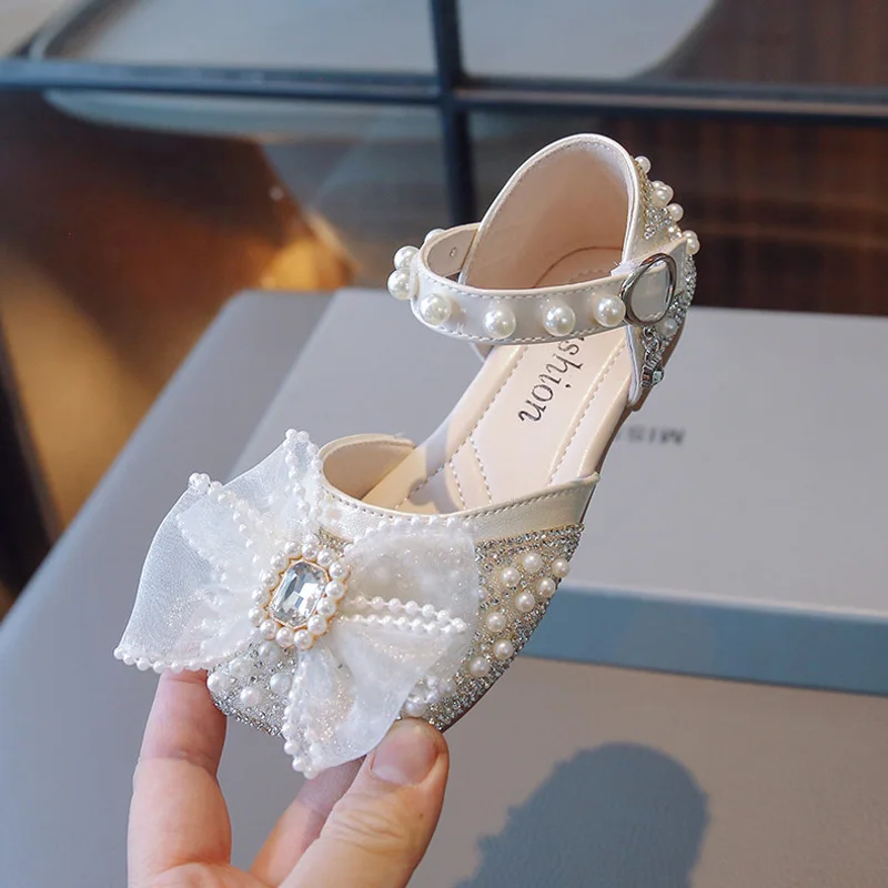 

Туфли с кружевом и бантиком для девочек, демисезонные, 23-36