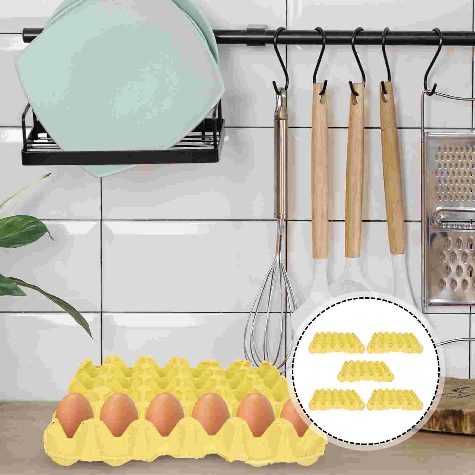 

5pcs Paper Pulp Egg Storage Trays Egg Containers for Home Shop (Yellow)