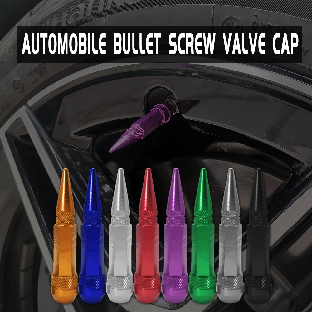 

Car Tire Valve Caps 64mm Screw Shape Tyre Stem Caps Aluminum For Car Motorcycle Bike Wheel Tires Dust Covers 4PCS/Set