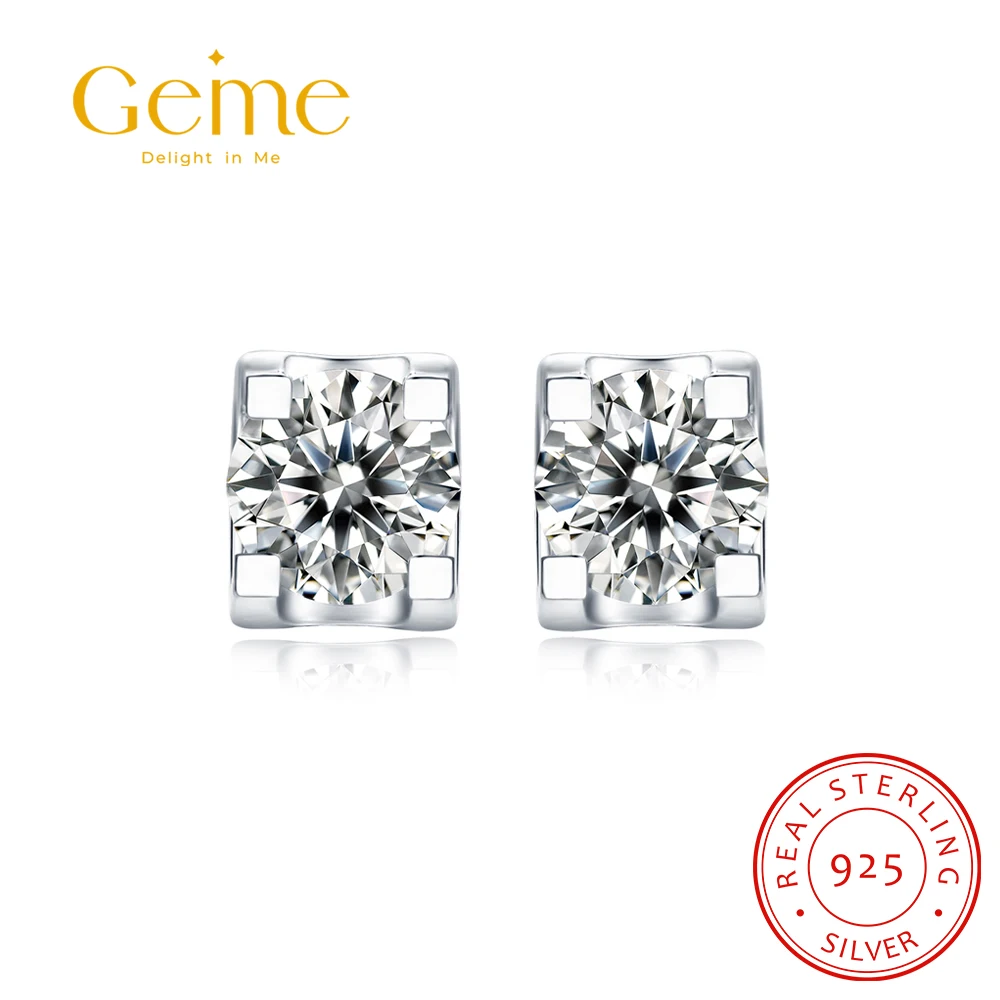 

Geme 925 Sterling Silver 0.5ct 1ct Moissanite Stud Earring with GRA Certifica Wedding Earrings for Bridesmaid Chrismas Gifts