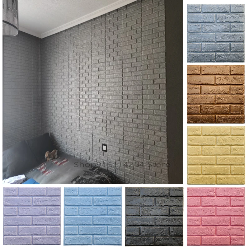 

10 шт., самоклеящиеся 3D-панели с имитацией кирпича, 30 х30 см
