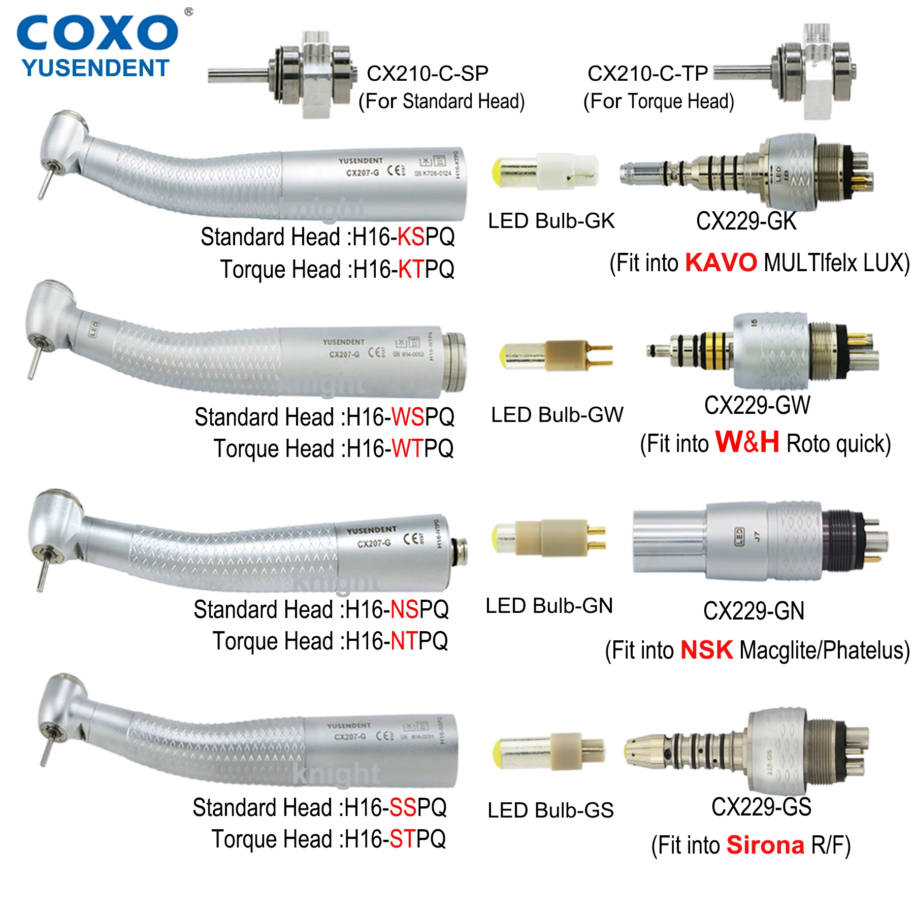 COXO Высокоскоростной оптоволоконный стоматологический наконечник