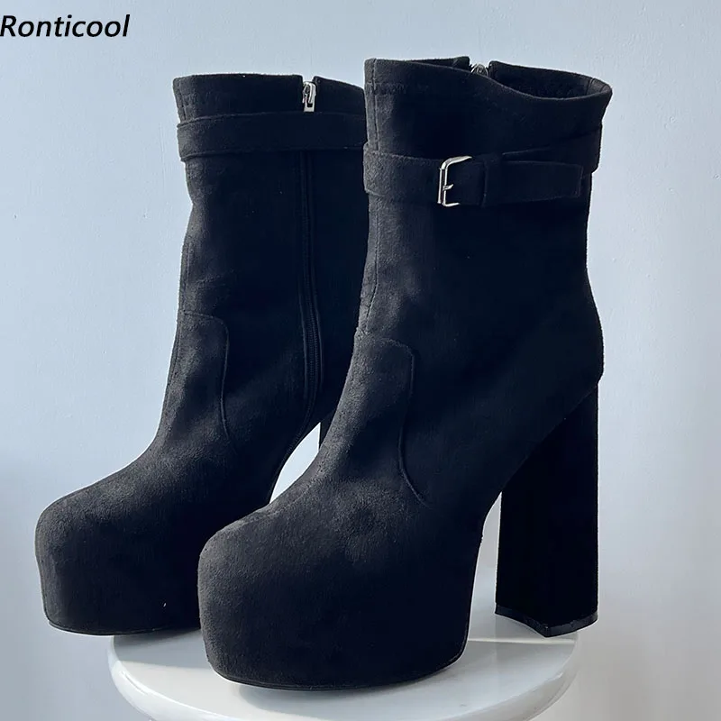 Женские ботильоны на платформе с круглым носком молнии сбоку