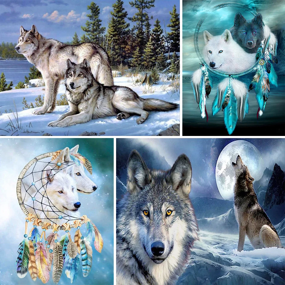

Набор для алмазной вышивки «волк», картина 5D «сделай сам» с животными, мозаика, картина, вышивка крестиком, домашний декор, подарок