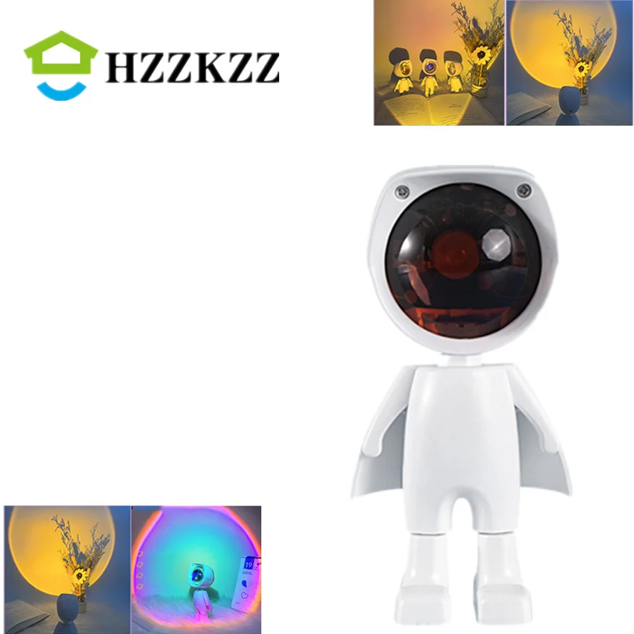 

HZZKZZ Mini Sunset Lamp Led Projector Night Light Switch Rainbow Atmosphere Home Bedroom Background Wall Decoration Gift