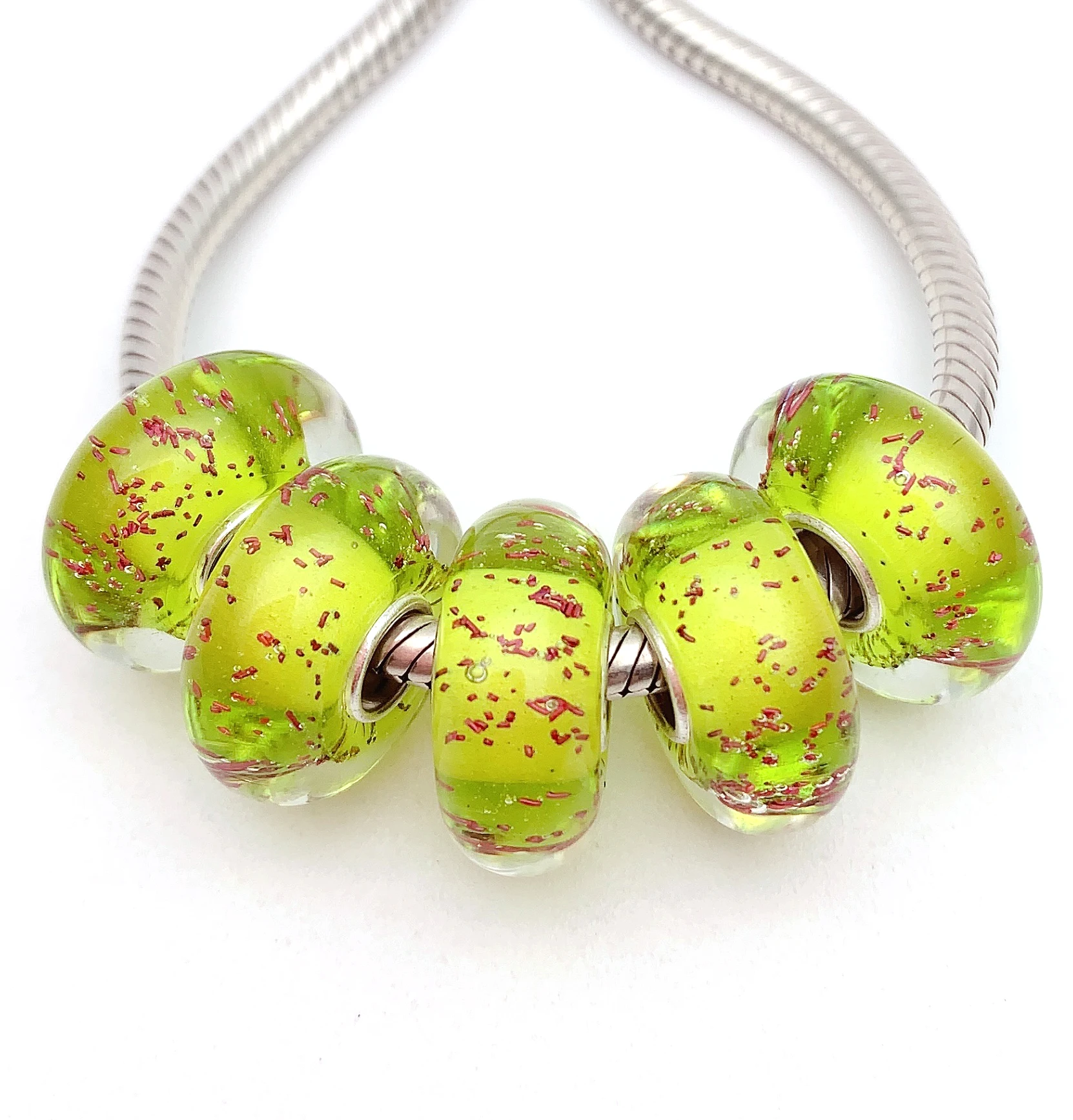 

YG98 5X 100% Authenticity S925 Sterling Silver Beads Murano Glassbeads beads Fit European Charms Bracelet diy jewelry Lampwork