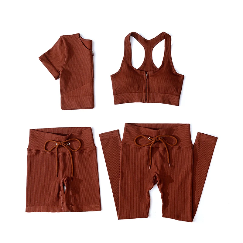 

2/3/4pcs Women's Seamless Yoga Set Gym Clothes Sportswear Yoga Suits for Fitness Gym Underwear Tracksuits Leggings Sports Bra