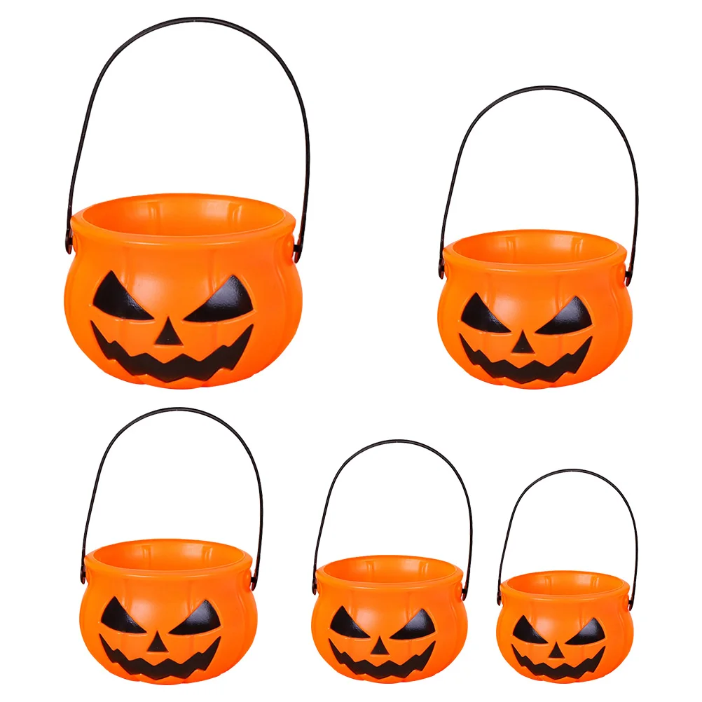

Bucket Pumpkin Candy Jack Lanternholder Goodie Pail Kids Bags Treating Or Trick Snacks Container Vintage Orange Treat Basket