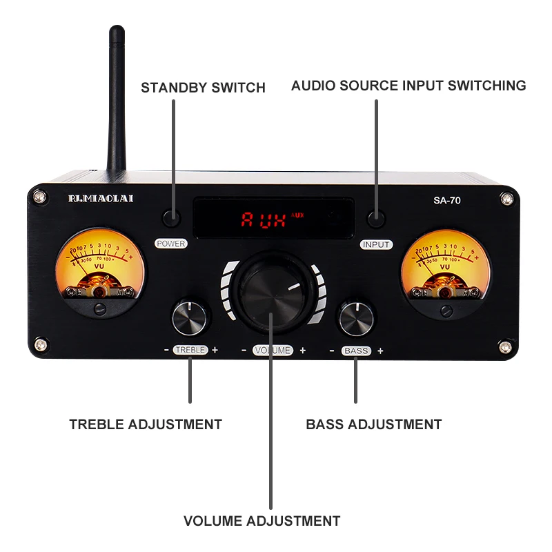 Усилитель мощности PJ.MIAOLAI SA70 Bluetooth TPA3255 высокомощный цифровой звуковой усилитель