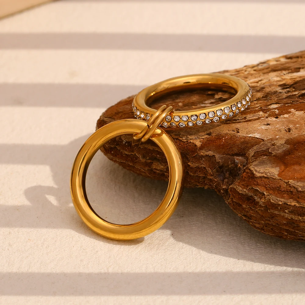 Модное глянцевое кольцо La.Muses из нержавеющей стали с белым фианитом