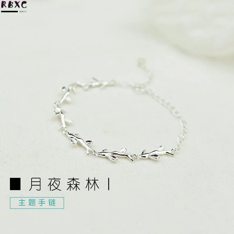 

Bracelet Sterling Silver version simple student minority personality Sen Department forest 925 bracelet hand decoration gift