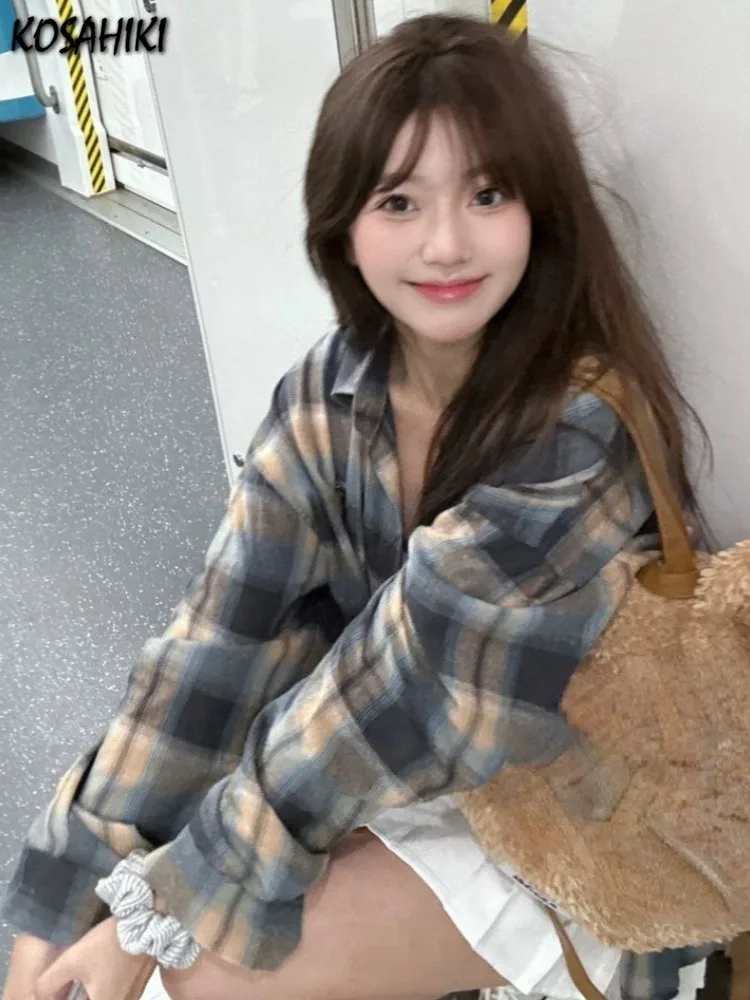 Y2k эстетика 2024 _ Свободная Женская блузка винтажная однобортная рубашка с