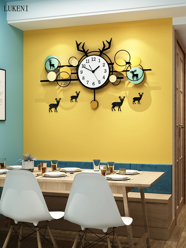 

Nordic Clock Wall Clock Living Room Fashion Simple Wall Watch Modern Personality Decorative Clock Wall Lamp Luxury Home