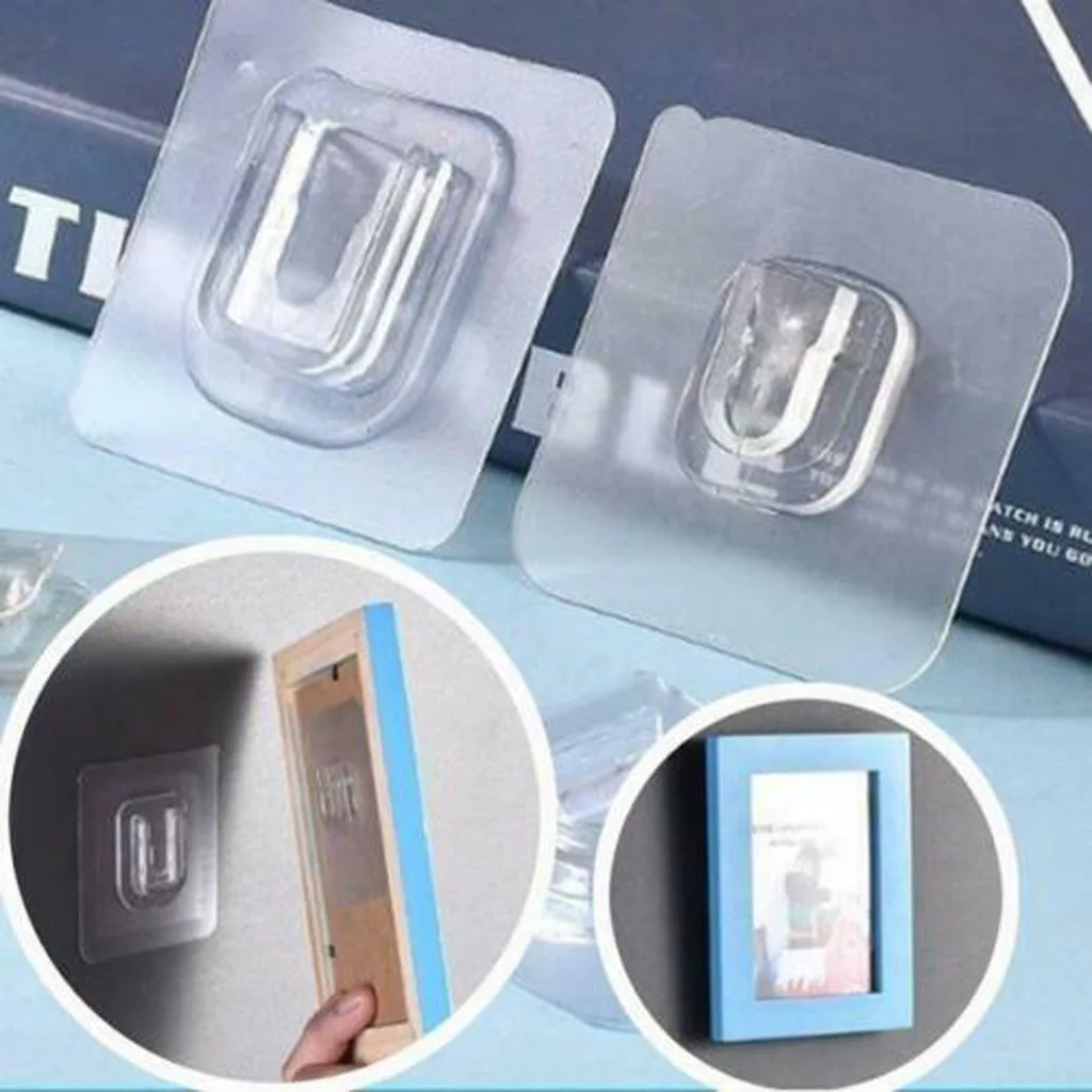 

5/10/20Pairs Seamless Wall Hooks Transparent Heavy Duty Double-Sided Self Adhesive Hooks for Bathroom Kitchen Door Organization