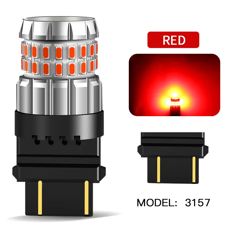 2 шт. T25 3157 светодиодная лампа P27/7 Вт высокой мощности 4040 60SMD автоматический светодиодный светильник для остановки автомобиля, стоп-сигнал поворота, белый, желтый, янтарный, красный Canbus