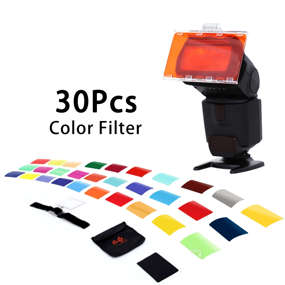 

30pcs Flash Speedlite Color Gels Filters for Yongnuo Camera Photographic Gels Filter Flash Speedlite Speedlight