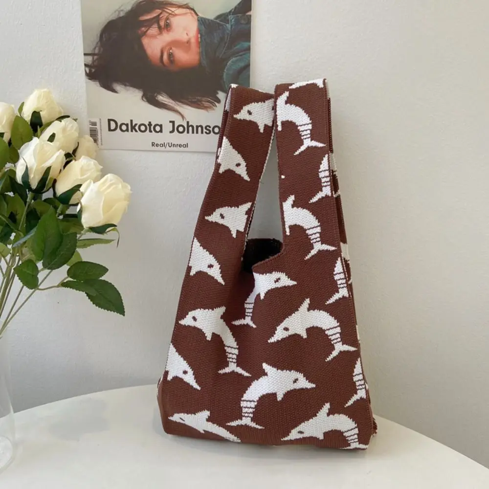 

Ручная работа, модная вместительная вязаная сумка-тоут с узлом и Китом для женщин