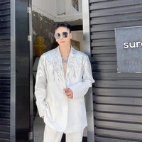 men blazer coat slim luxury white casual party blazers male suit jackets club fashion 2022