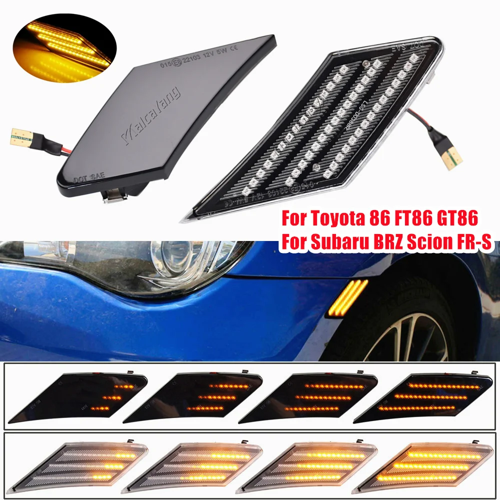 

2Pcs LED Side Marker Indicator Lamp Dynamic Turn Signal Blinkers Lights For Toyota GT86 FT86 Scion FR-S Subaru BRZ 2013-2019