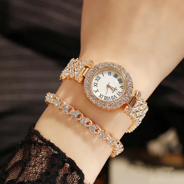 Women's Watch Quartz Bracelet Chains Pattern Diamond 6