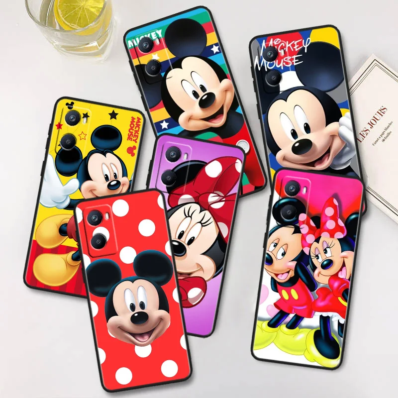 

Cute Mickey Disney Mouse Phone Case For OPPO A96 AA94 A93 A77S A76 A74 A73 A72 A57S A757E AX7 A1K 2022 2020 Black Cover