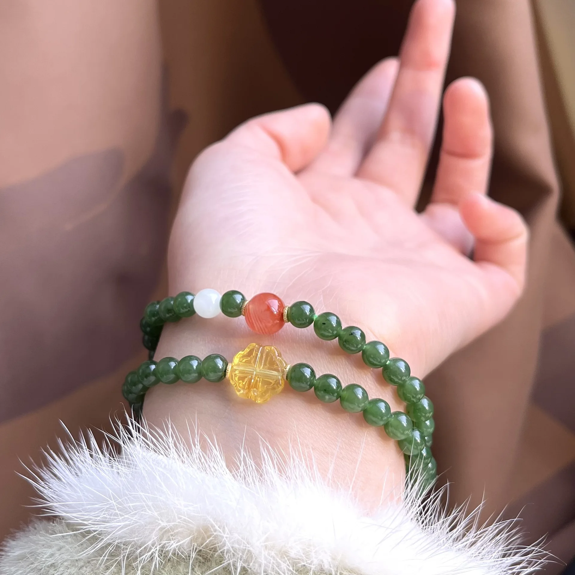 Женский двойной браслет из нефрита Ювелирное Украшение в китайском стиле с