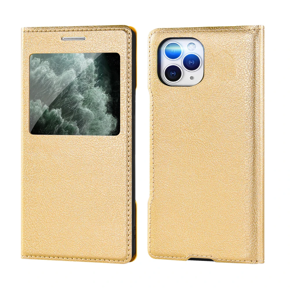 Ультратонкий кожаный чехол-книжка для iPhone 11 с маленьким прозрачным окошком, чехлы для iPhone11pro iPhone11 i XI 11s 11pro