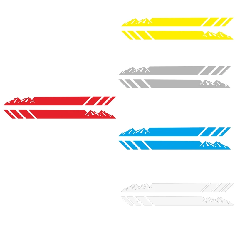 

2Pcs Car Side Skirt Sticker Long Striped Mountains Body Decals DIY Car Side Door Body Vinyl Film Stickers