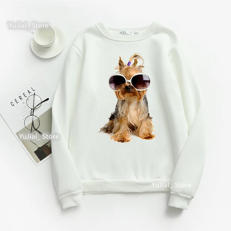 Модные женские толстовки с принтом симпатичного йоркширского терьера собаки