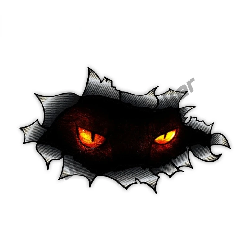 Фото Рваная виниловая наклейка дизайн с злым демоническим ужасом глазами демона