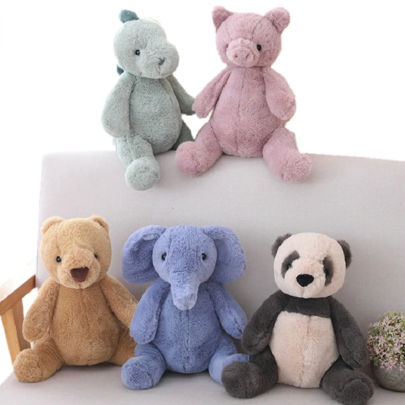 

Leuke Zachte Pluizige Baby Knuffel Pop Olifant Piggy Panda Dinosaurus Pluche Cartoon Dier Kinderen Rustgevende Speelgoed