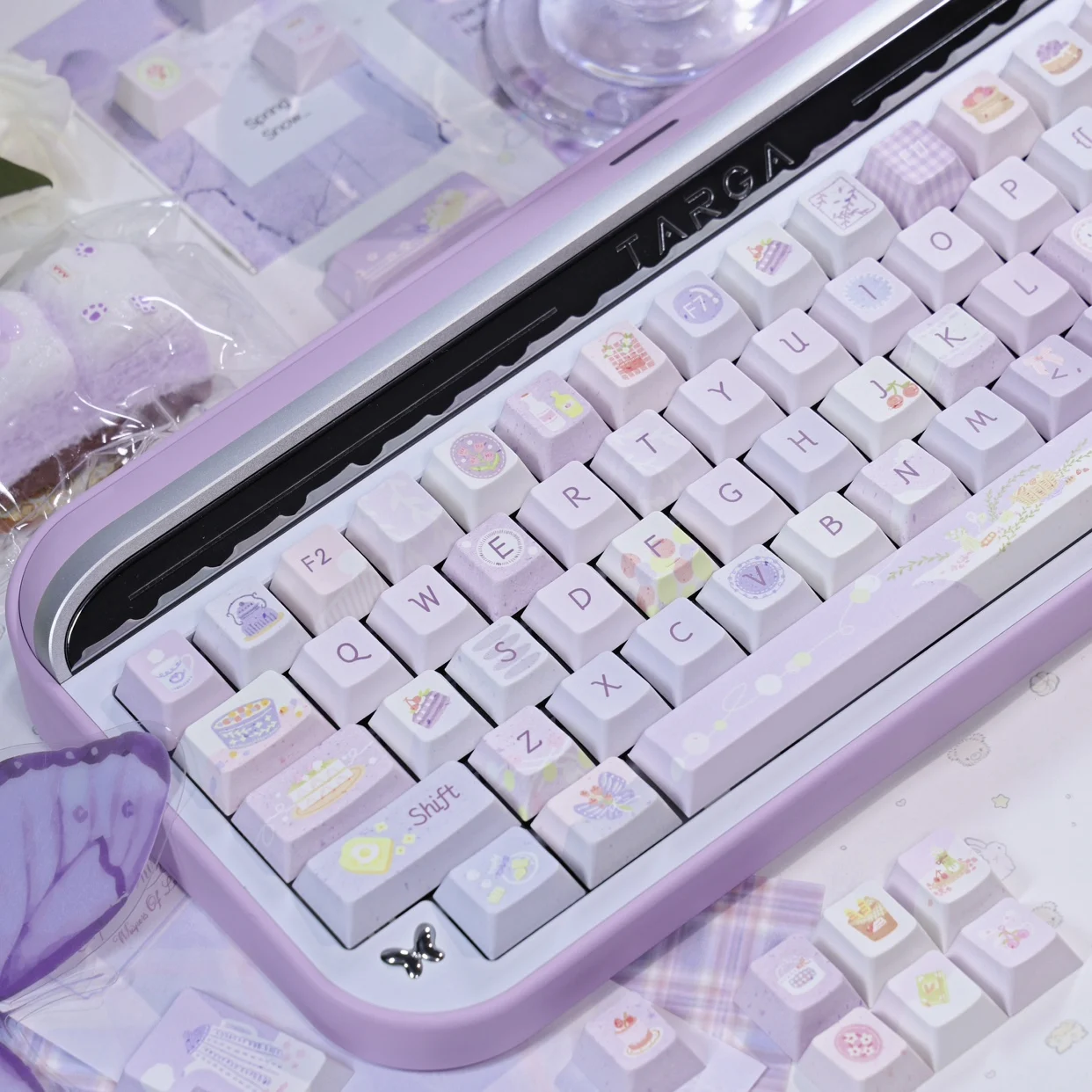 Cartoon Purple Keycap 123keys Cherry/So Profie Cute Custom Personalized Keyboard Cap Handmade For Mechanical