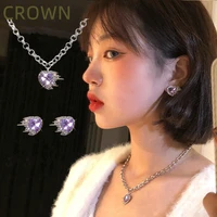 crown jewelry suit crystal necklace earrings women fashion jewelry love accessories ornament girl delicate gift