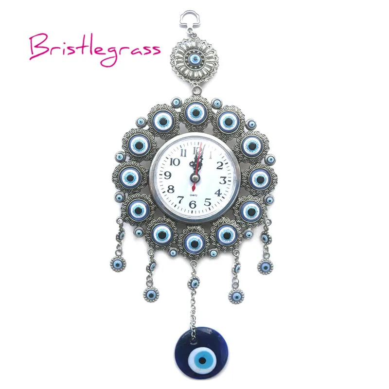 

Bristlegrass Turkse Nazar Blue Evil Eye Quartz Wandklok Opknoping Hangers Amuletten Lucky Charms Zegen Beveiligingen Home Decor