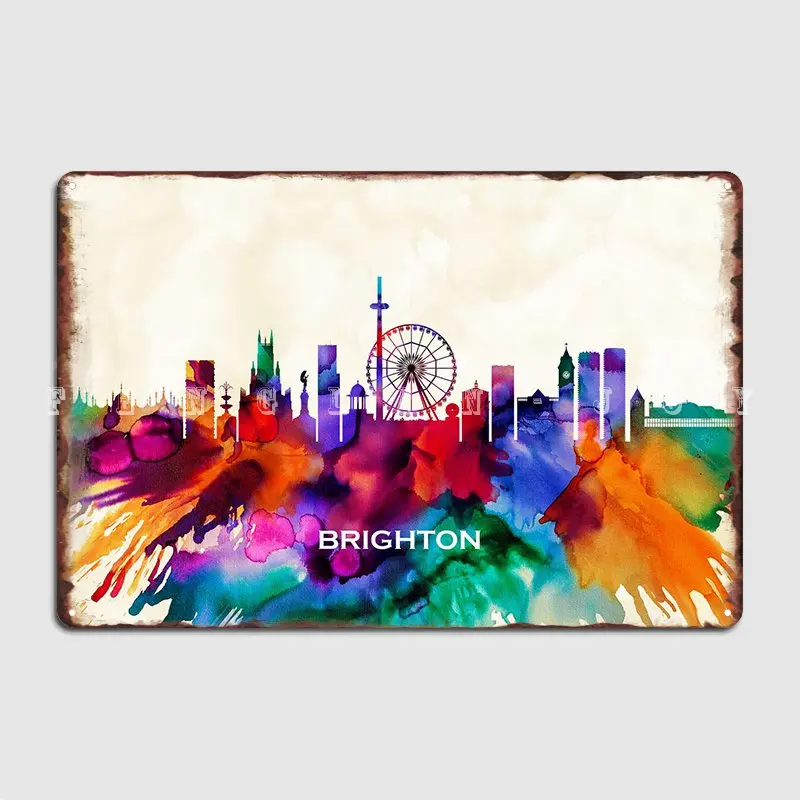 

Brighton Skyline Metal Sign Cinema Garage Garage Decoration Kitchen Designing Tin Sign Poster