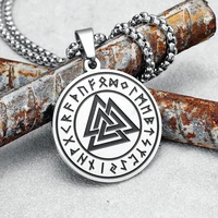 viking triangle pendants men necklace 316l stainless steel high polished runes odin chain punk rock for friend male jewelry gift