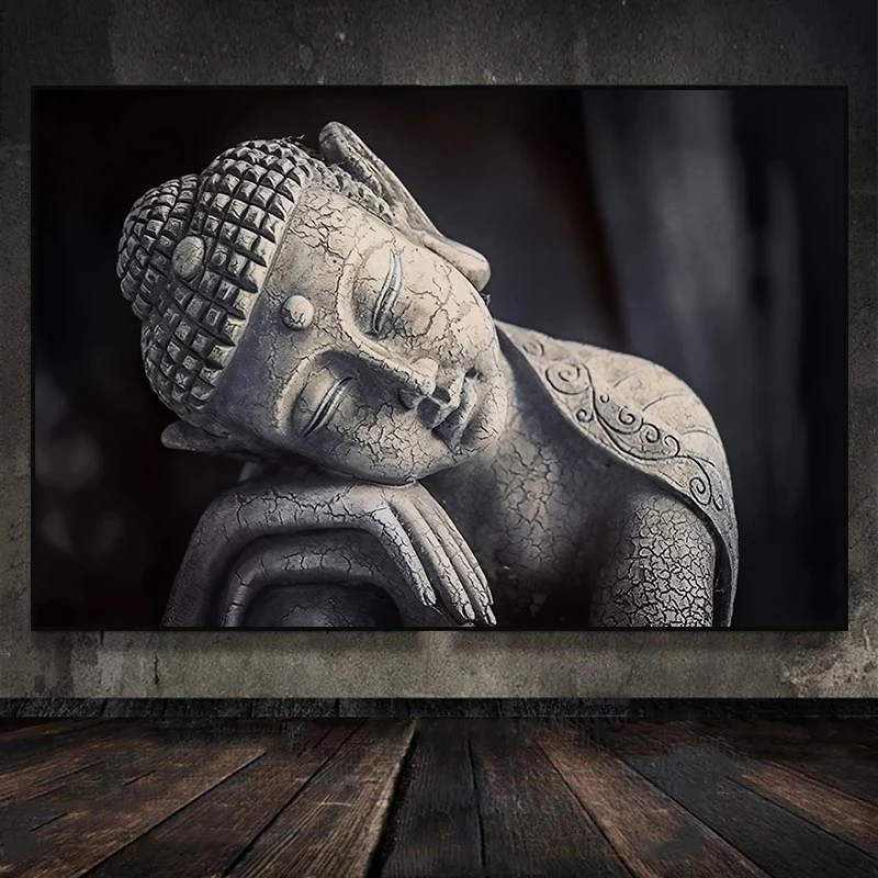 Черно-белая статуэтка Будды Картина на холсте фотография настенные картины для