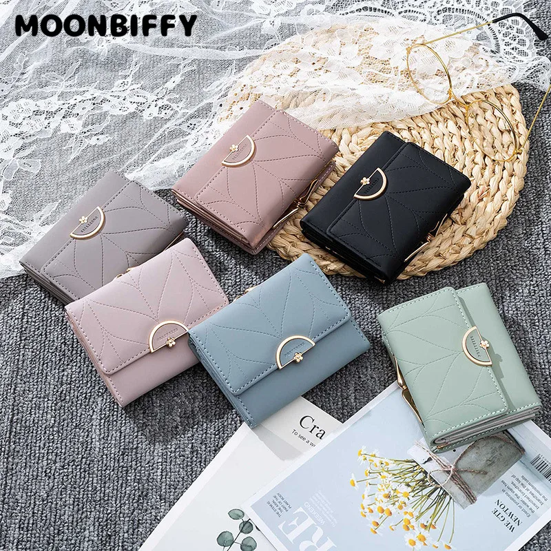 

Женский короткий кошелек, модный многофункциональный высококачественный Женский кошелек, простой полукруглый кошелек с пряжкой, студенче...