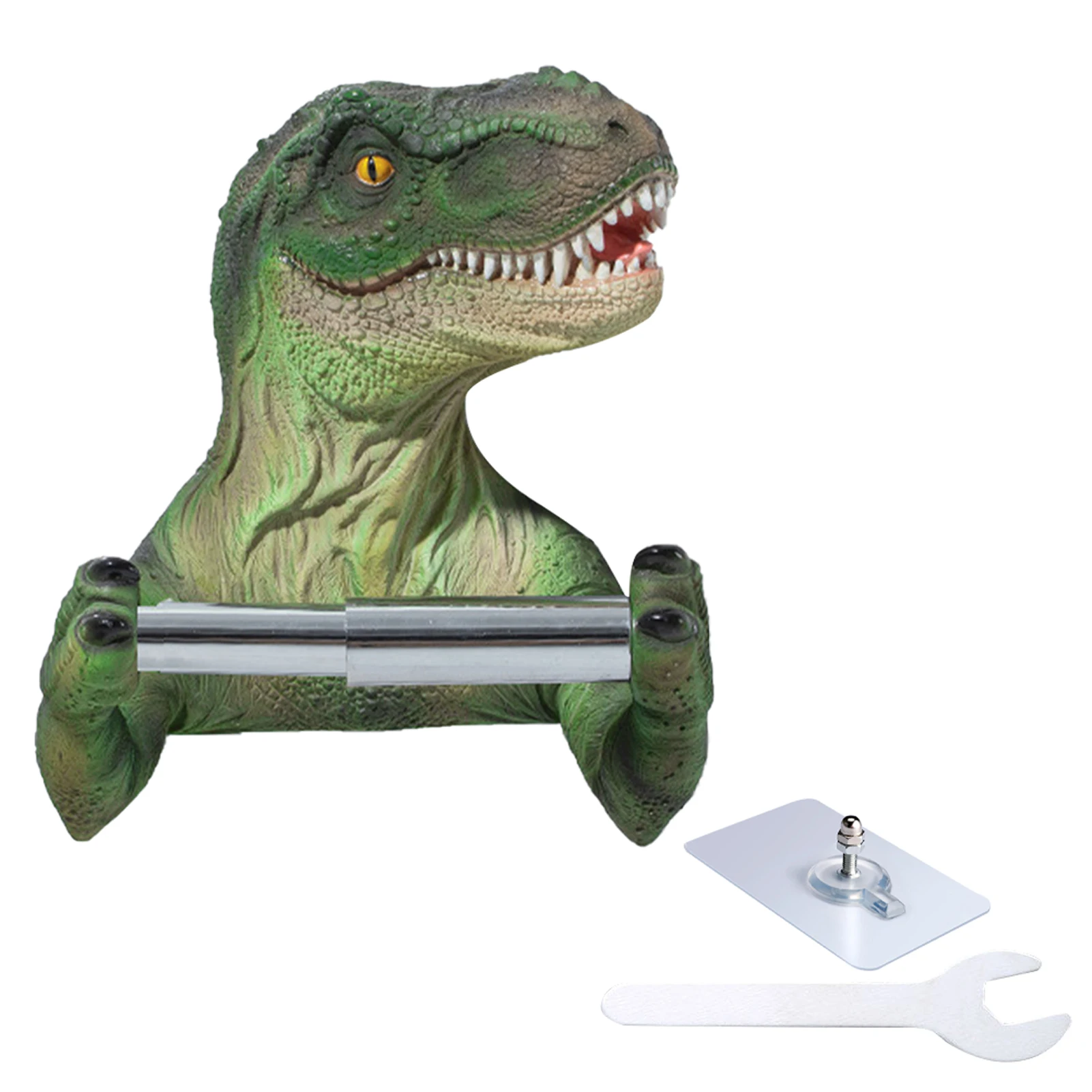

Dinosaur Roll Paper Holder 3D Multifunction Wall Mounted Free Punch Cartoon Animal For Bathroom Storage Rack Resin Accessories