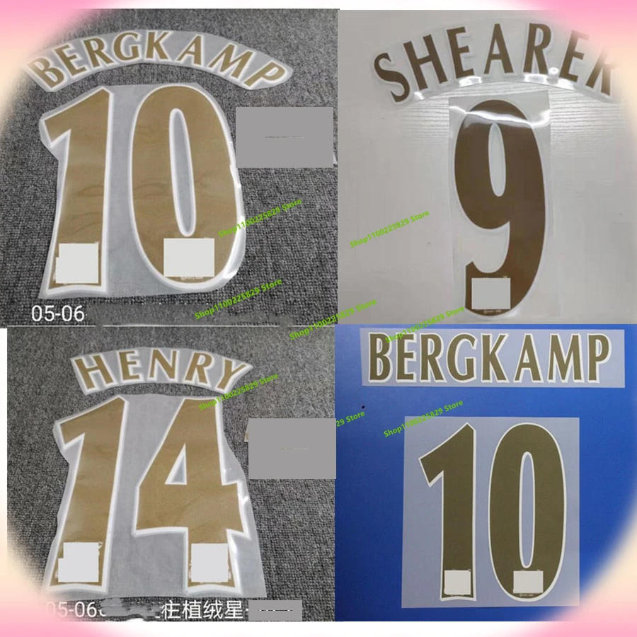 

2004 2005 2006 Ретро Золотой бархатный материал BERGKAMP Генри Ньюкасл SHEARER vieira напечатанный с номером термопереводной значок