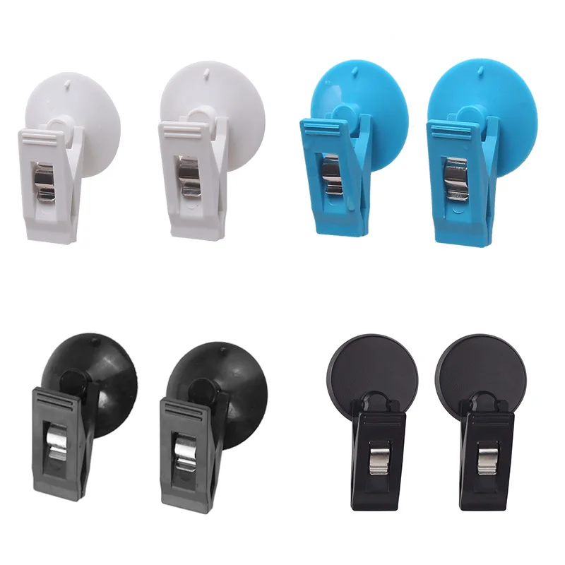 

2pcs Car Interior Window Mount Black Suction Cap Clip Plastic Sucker Removable Holder For Sunshade Curtain Towel Ticket