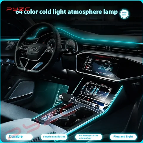 Для Ford Territory комплект внутренних окружающих ламп автомобиля RGB 64-цветные светодиодные легко подключиваемые лампы для установки на 2018-2021 гг.