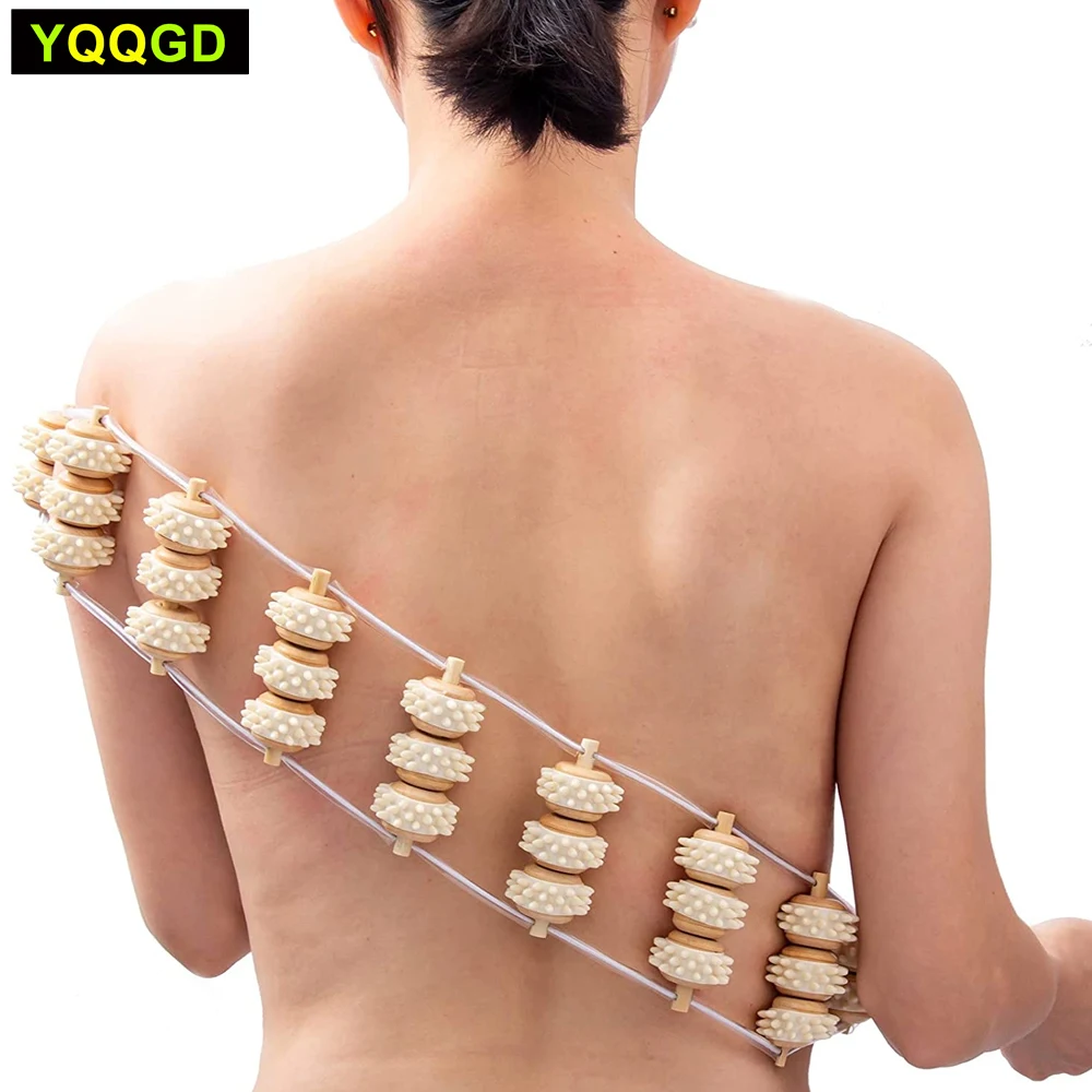 

Wood Back Massage Roller Rope Tool,Wood Therapy Cellulite Massage Tools,Lymphatic Drainage,for Neck Leg Back Muscle Pain Relief