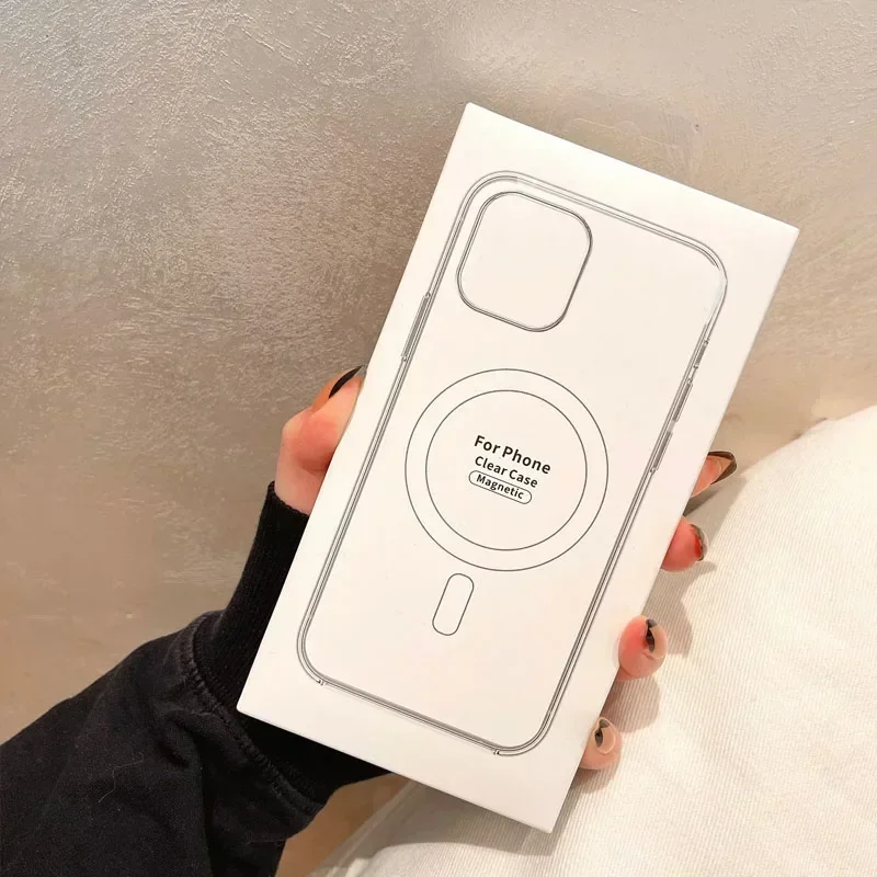 Фото Оригинальный чехол для телефона с магнитной беспроводной зарядкой Magsafe для iPhone 16, 15, 14, 13, 12, 11, ProMax mini X XR XS 7, 8 Plus, прозрачный чехол №2