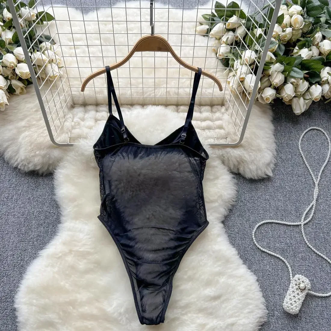 Hotsweet Элегантный шикарный кружевной комбинезон без рукавов с v-образным вырезом и